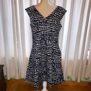 CALVIN KLEIN woman’s dress size 14, white and dark brown, zipper back, #7795